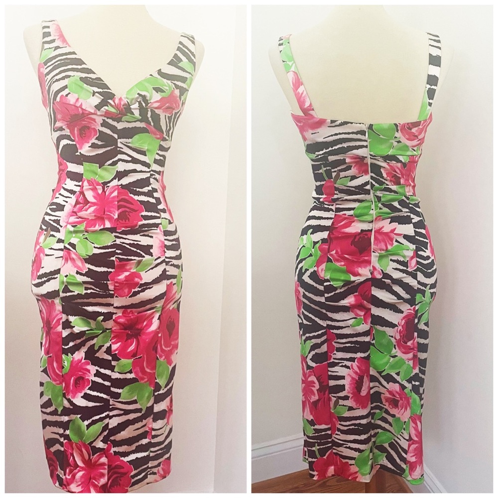 AMAZING Cache zebra print and floral dress size 4